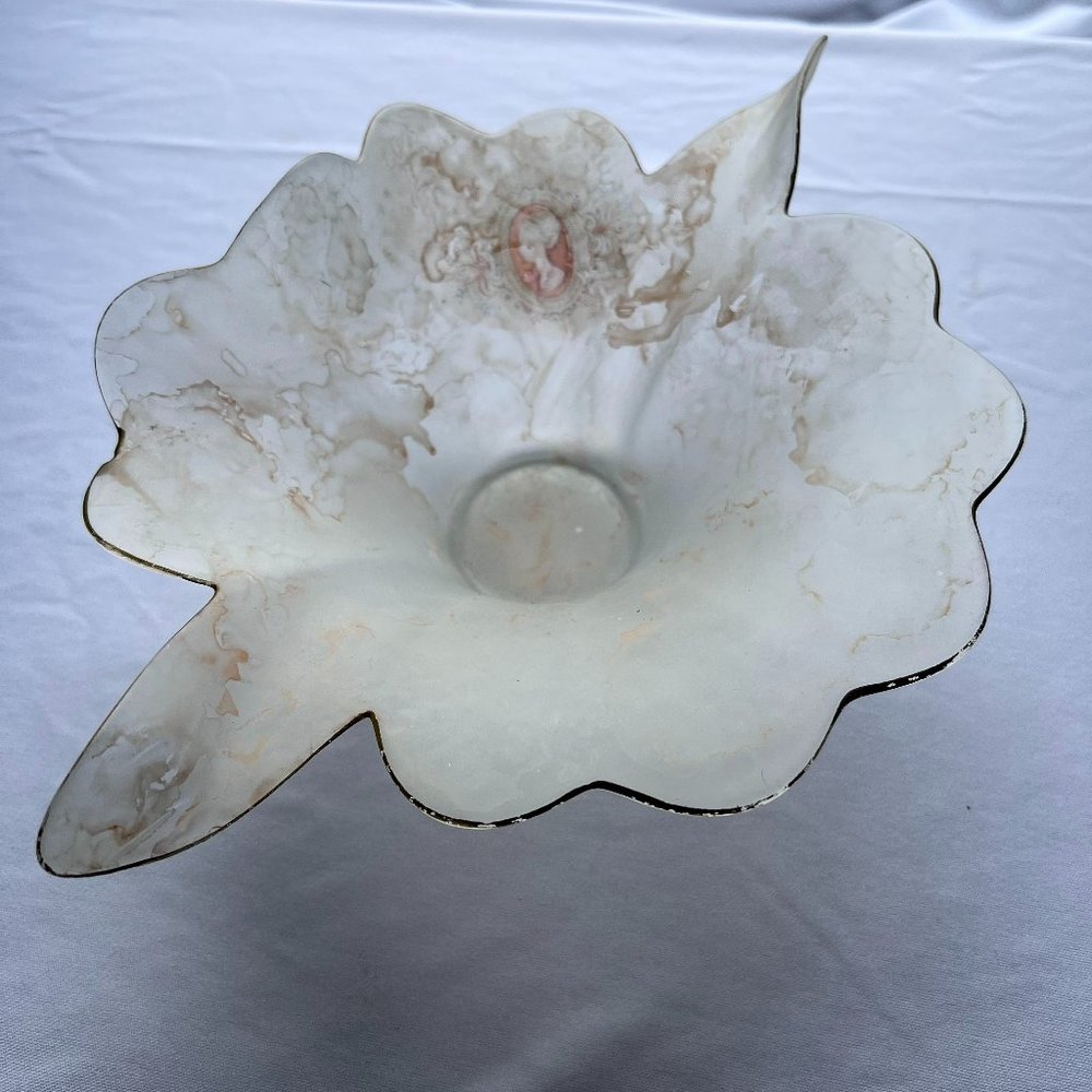 Vintage Arte Murano Silvestri Frosted Glass Italy Crystal Bowl with Cameo